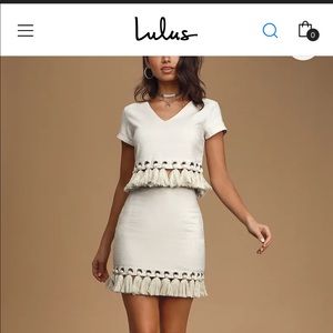 Lulus Belinda Beige Tassel Skirt